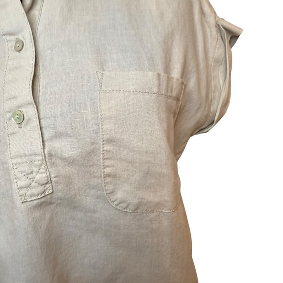 Mango | Cream Linen/Cotton Blend Half Button Down Shirt | Sz XXS - Picture 3 of 10